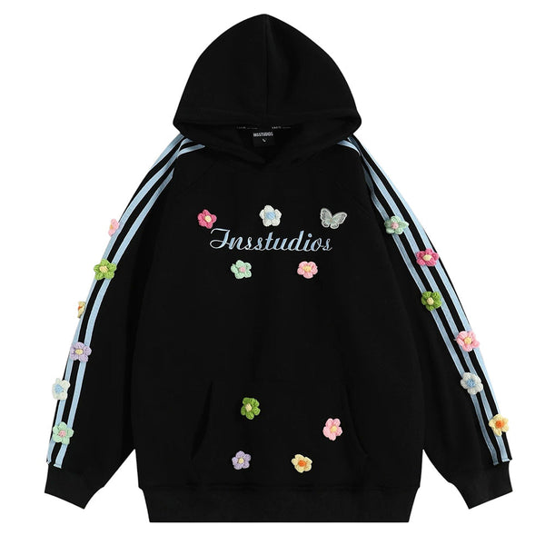 Blokette Aesthetic Floral Embroidery Hoodie - Vedlit