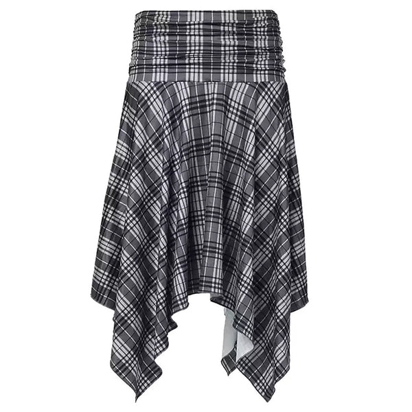 Blokette Asymmetrical Plaid Skirt - Vedlit