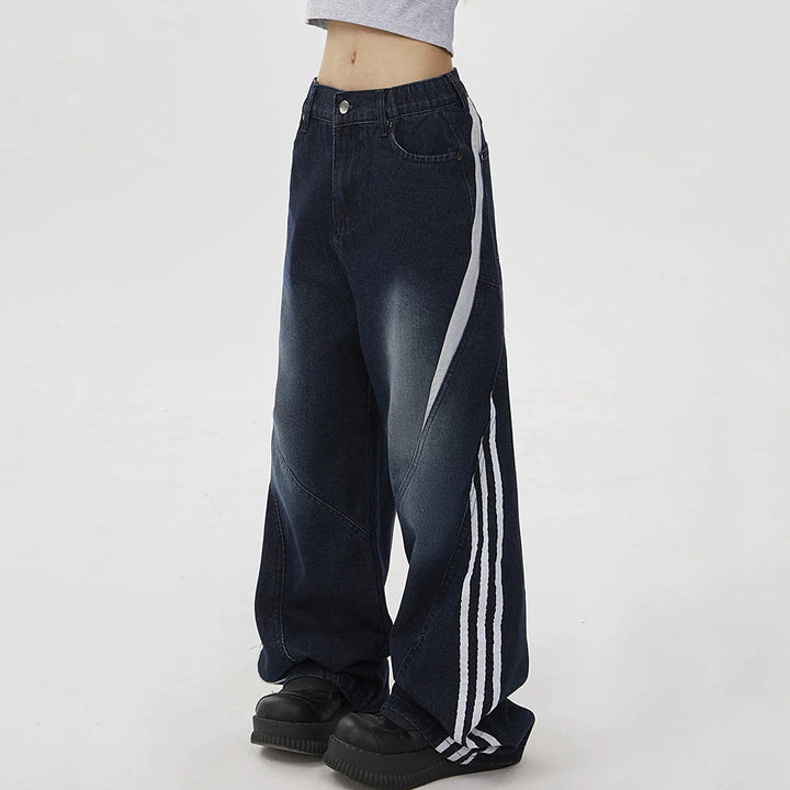 Blokette Side Stripe Wide-Leg Jeans - Vedlit