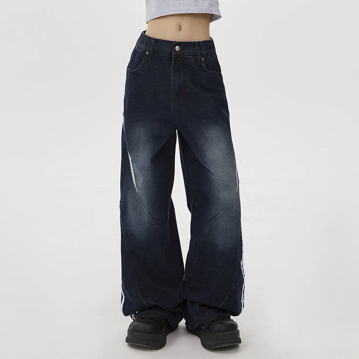 Blokette Side Stripe Wide-Leg Jeans - Vedlit