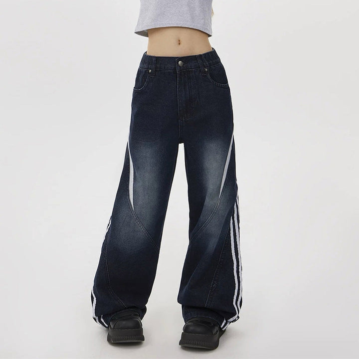 Blokette Side Stripe Wide-Leg Jeans - Vedlit