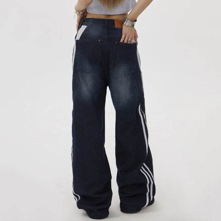 Blokette Side Stripe Wide-Leg Jeans - Vedlit
