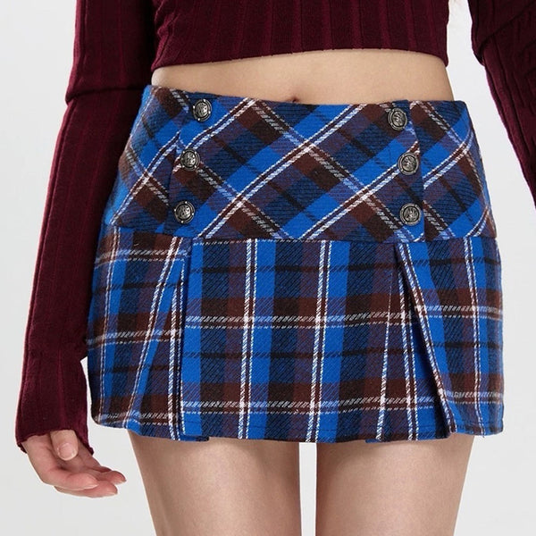 Best In Class Plaid Mini Skirt in Blue - Vedlit