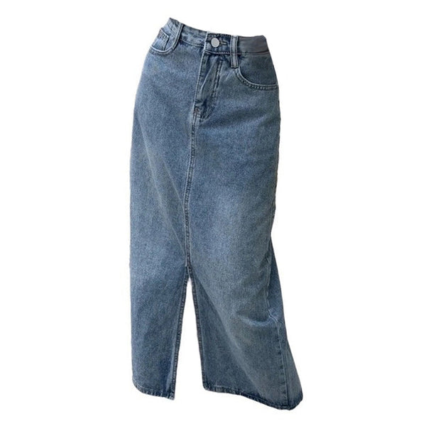 Basic Things Split Denim Skirt - Vedlit