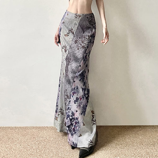 Bohemian Floral High Waist Maxi Skirt - Vedlit