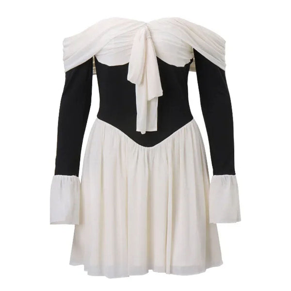 Mademoiselle Bow Off Shoulder Dress - Vedlit