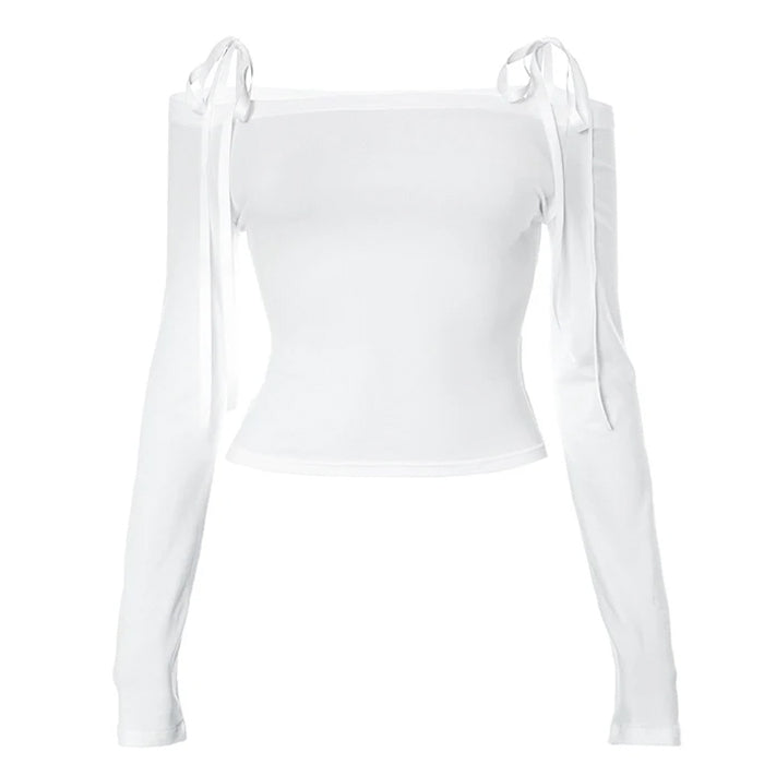 Bow Off-Shoulder Long Sleeve Top - Vedlit