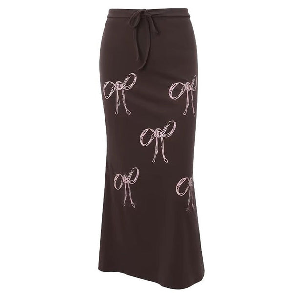 Bow Print Maxi Skirt - Vedlit