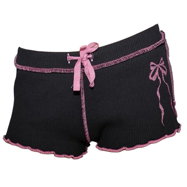 Bow Print Coquette Micro Shorts - Vedlit