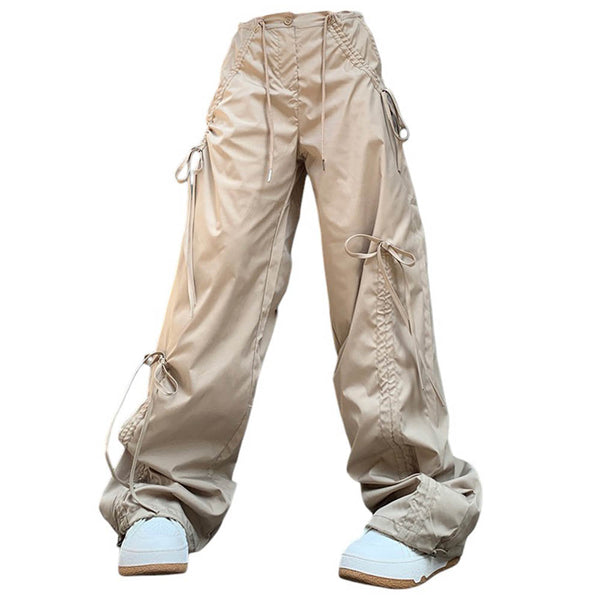 Soft Girl Bows Wide-Leg Cargo Pants - Vedlit