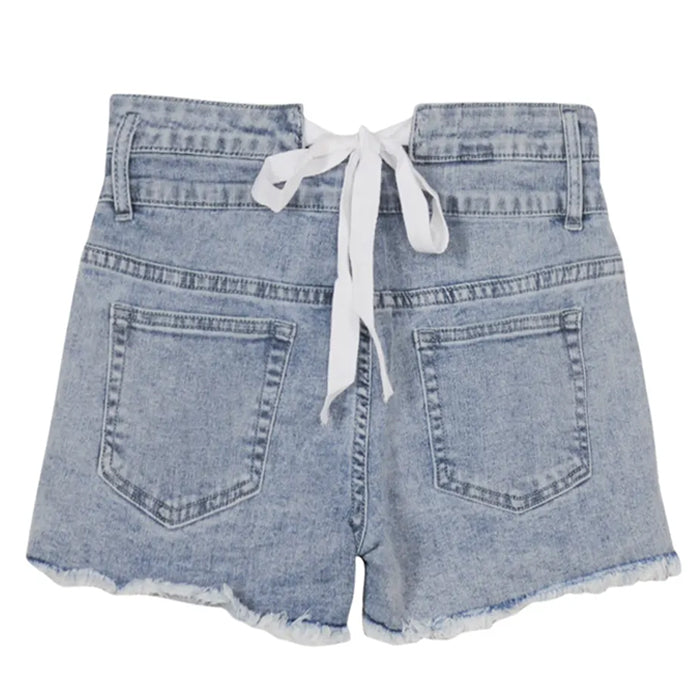 Permanent Vacation Bow Tie Denim Shorts - Vedlit