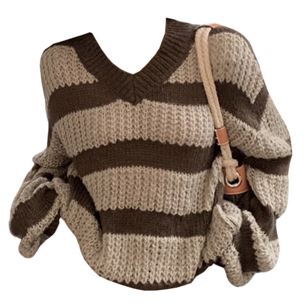 Cozy Reading Striped Sweater - Vedlit