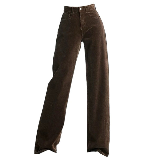 Brown High-Rise Retro Cord Pants - Vedlit