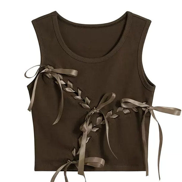 Coquette Style Brown Lace Top - Vedlit