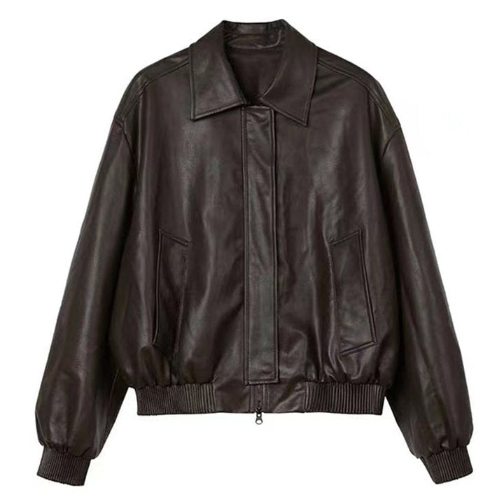 Grunge Sleaze Leather Bomber Jacket - Vedlit
