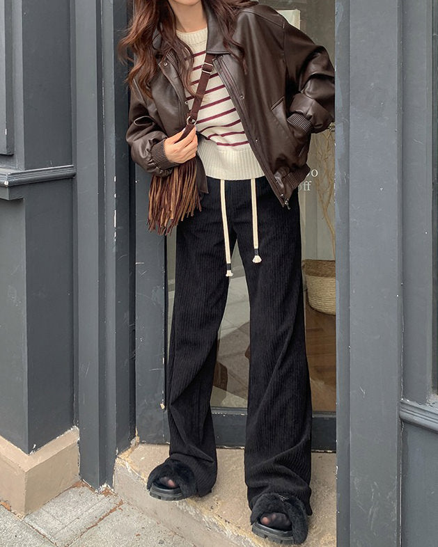 Grunge Sleaze Leather Bomber Jacket - Vedlit