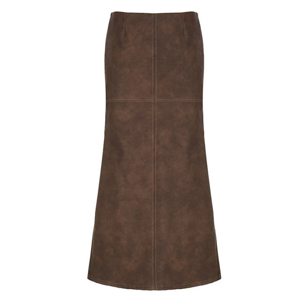 Coastal Cowgirl Leather Maxi Skirt - Vedlit