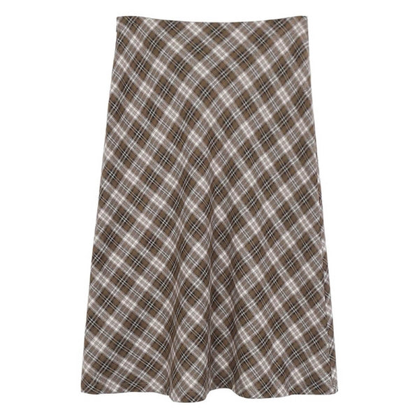 Worry Less Brown Plaid Midi Skirt - Vedlit