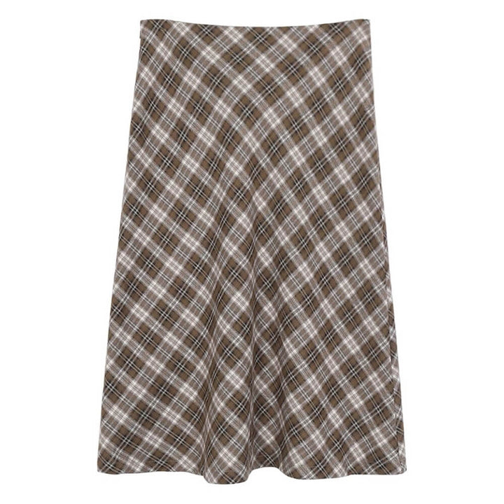 Worry Less Brown Plaid Midi Skirt - Vedlit