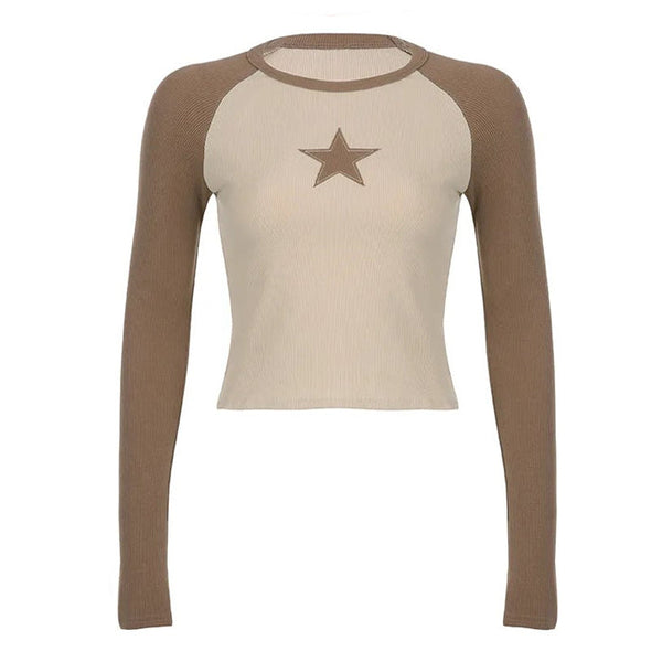 Star Girl Brown Long Sleeve Top - Vedlit