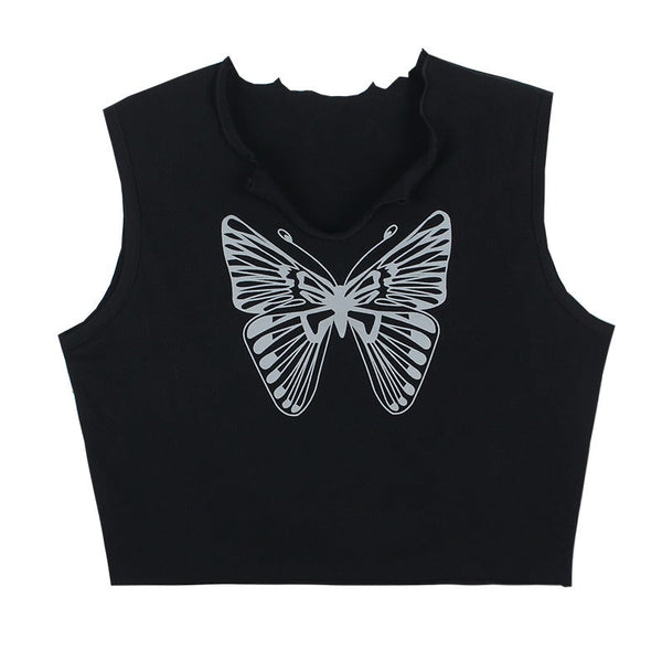 Downtown Girl Butterfly Crop Tee - Vedlit