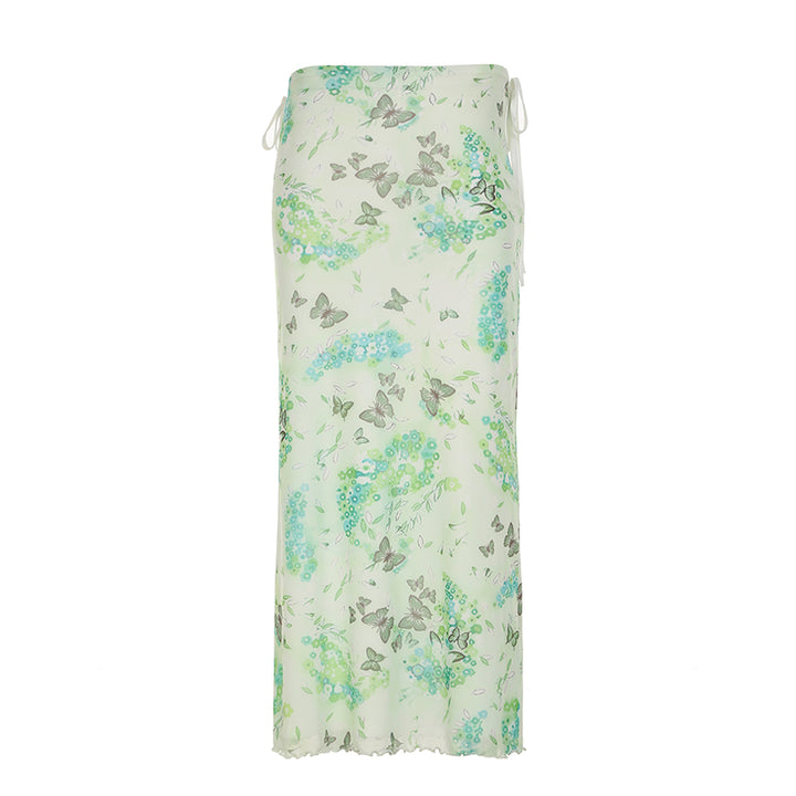 Butterfly Floral Strapless 2-Piece Mesh Maxi Set - Vedlit