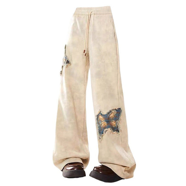 Butterfly Patch Wide-Leg Pants - Vedlit