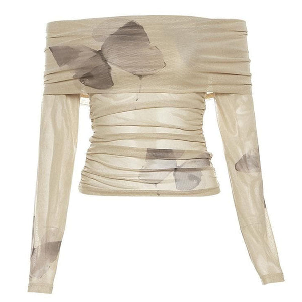 Butterfly Aesthetic Bardot Top - Vedlit