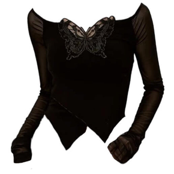 Butterfly Cut Out Long Sleeve Top - Vedlit