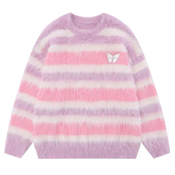 Candy Butterfly Fuzzy Sweater - Vedlit