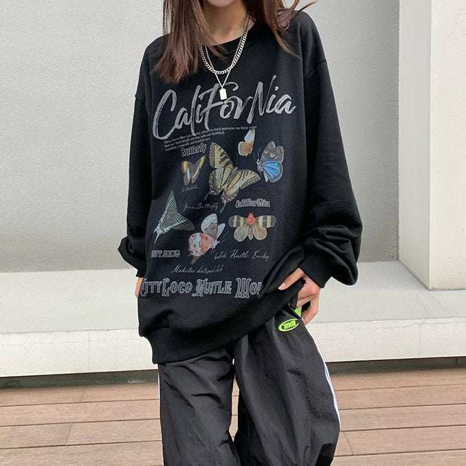Butterfly Print Aesthetic Sweatshirt - Vedlit
