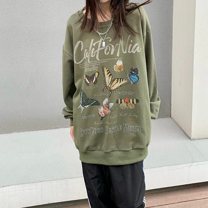Butterfly Print Aesthetic Sweatshirt - Vedlit