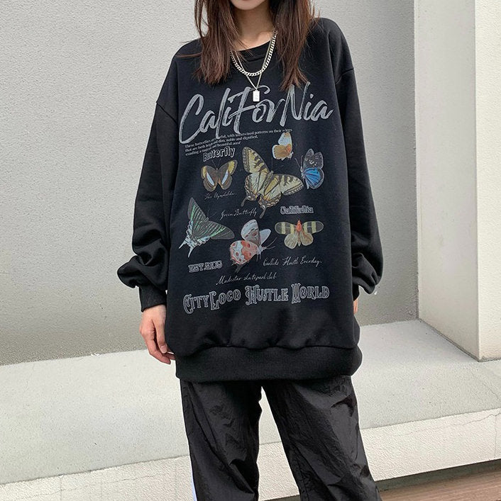 Butterfly Print Aesthetic Sweatshirt - Vedlit