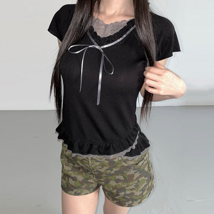 Camo High Waist Slim Fit Shorts for Women - Vedlit