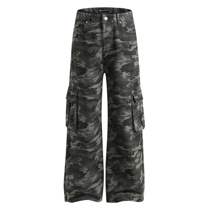 Camo Wide-Leg Cargo Pants - Vedlit