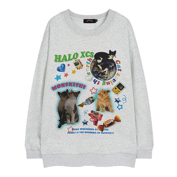 Cat Planet Graphic Sweatshirt - Vedlit