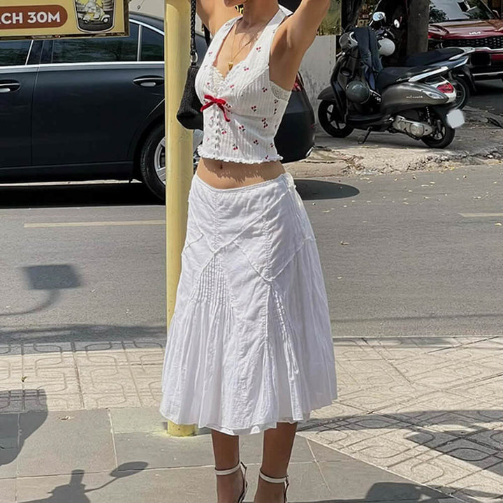 French Summer Cherry Halter Top - Vedlit