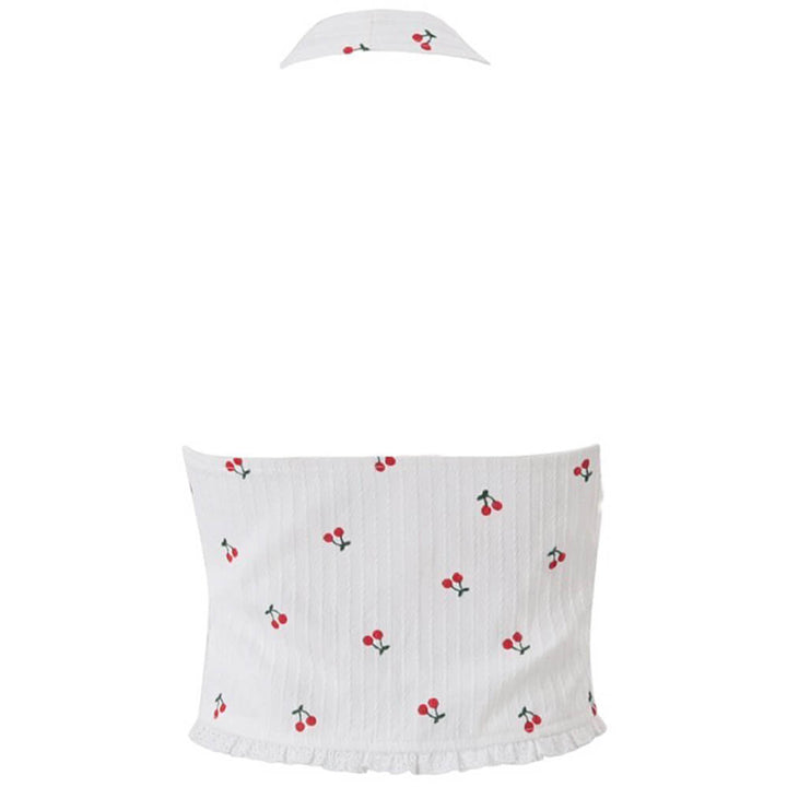 French Summer Cherry Halter Top - Vedlit