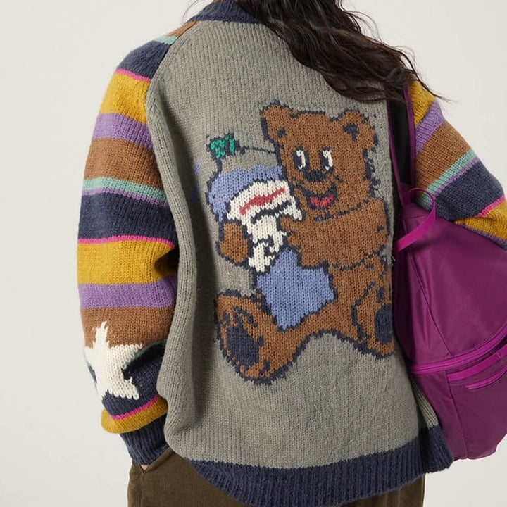 Colorful Striped Indie Kid Zip Sweater - Vedlit