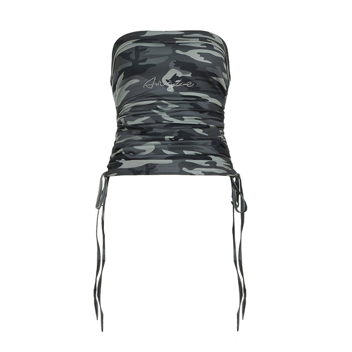 Convertible Camo Tube Top or Dress with Rhinestones - Vedlit