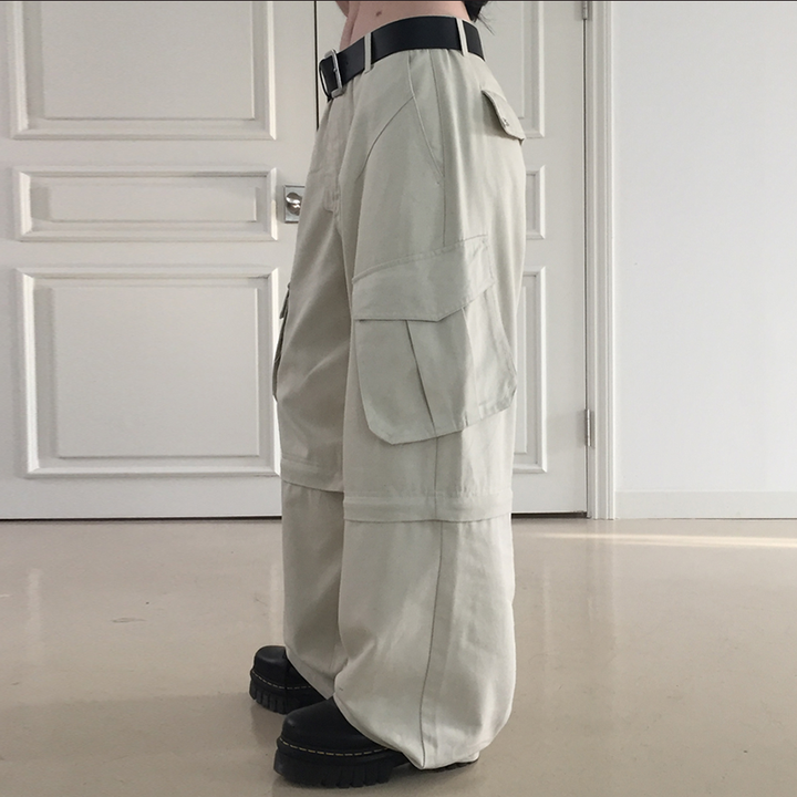 Convertible Cargo Zip-Off Wide-Leg Pants 2-in-1 Shorts - Vedlit