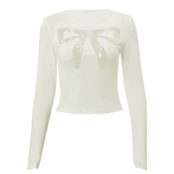 Coquette See Through Lace Bow Top - Vedlit