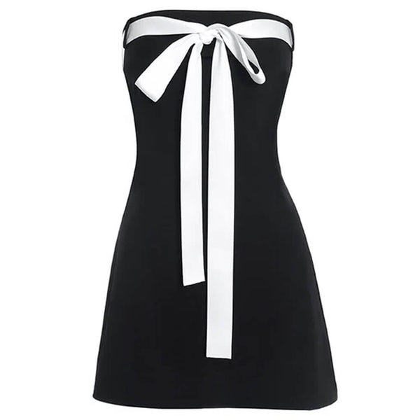 Coquette Aesthetic Bow Mini Dress - Vedlit