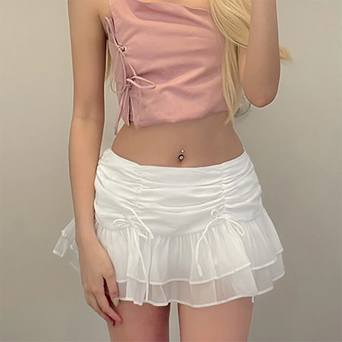 Coquette Aesthetic Ruffled Mini Skirt - Vedlit