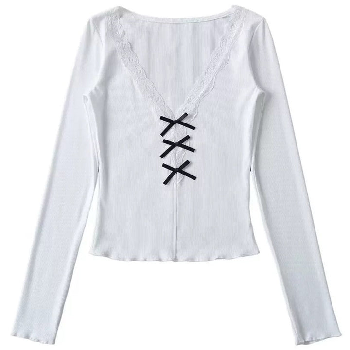 Coquette Aesthetic V-Neck Top - Vedlit