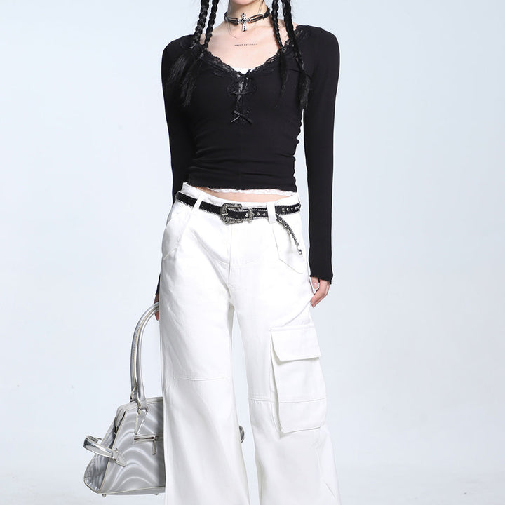 Coquette Aesthetic V-Neck Top - Vedlit