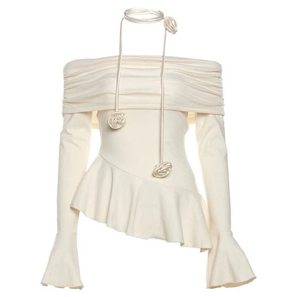 Coquette Bardot Top with Rose Choker - Vedlit