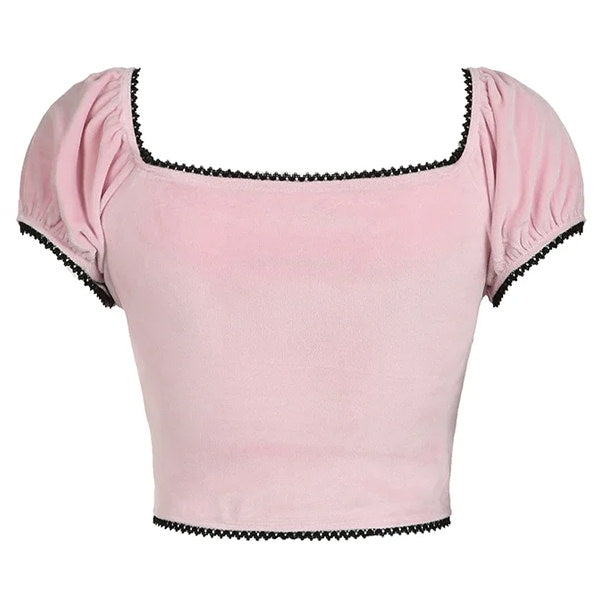 Coquette Bow Velvet Crop Top - Vedlit