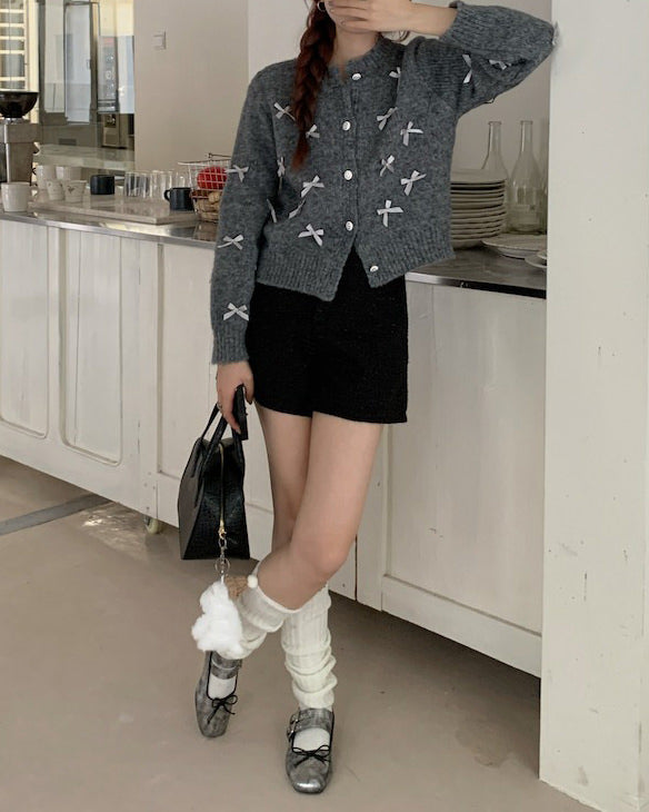 Coquette Aesthetic Grey Cardigan - Vedlit