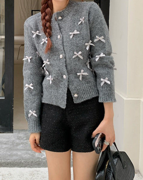 Coquette Aesthetic Grey Cardigan - Vedlit